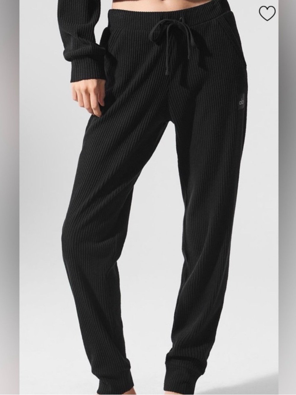 ALO Yoga Black Muse Ribbed Drawstring Joggers